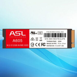 ASL Technologie A605 M.2 512GB-NVME-SSD 3D NAND 512GB NVMe PCIe G3x4 M.2 SSD, Up to 2400MBPS reading speed, NVME512GB-ASL-001