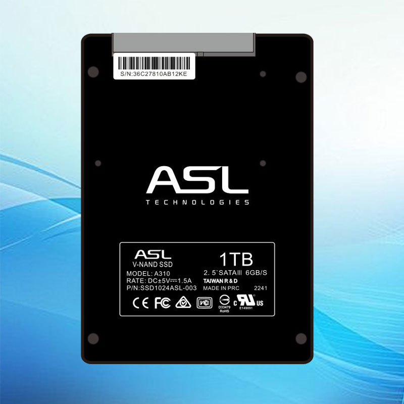 ASL Technologies SSD1024ASL-003 1TB 2.5” SATA III 6 Gb/s SSD Read/Write, 1-Year Warranty – Black