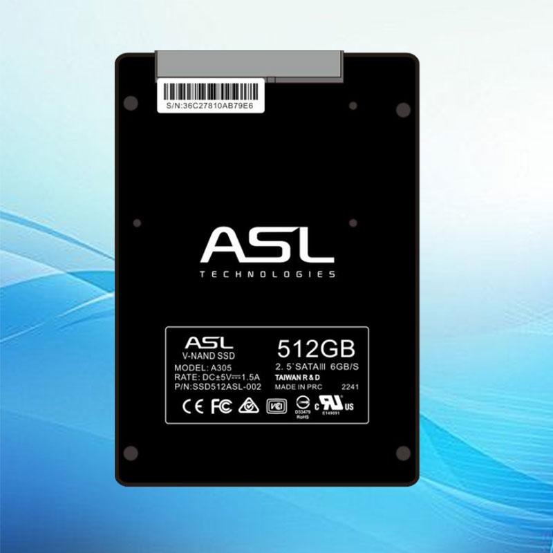 ASL Technologies SSD512ASL-002 512GB 2.5” SATA III 6 Gb/s SSD Read/Write, 1-Year Warranty – Black