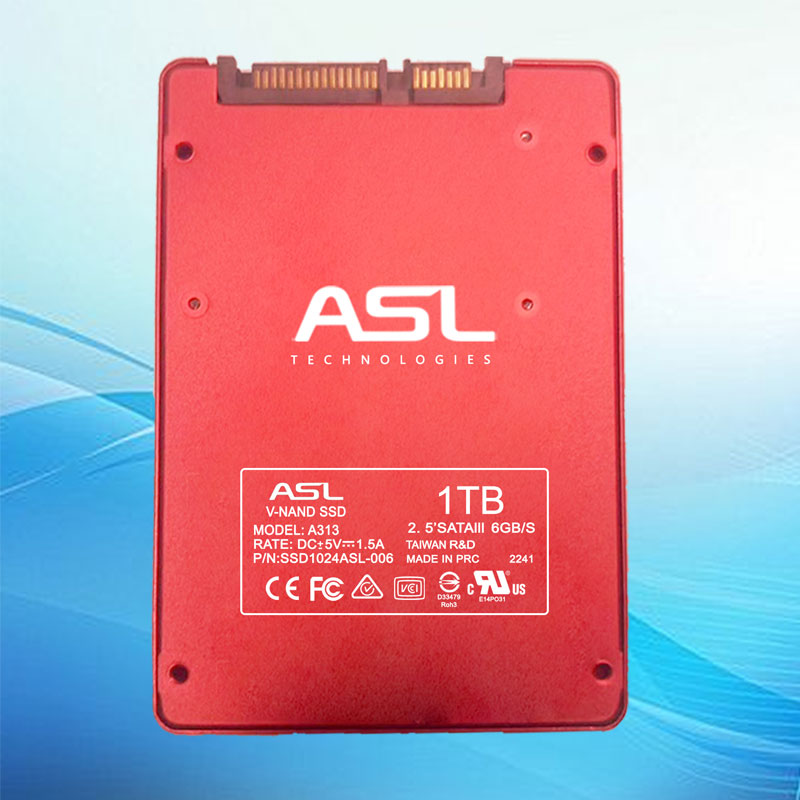 ASL Technologies SSD1024ASL-003 1TB 2.5” SATA III 6 Gb/s SSD Read/Write, 1-Year Warranty – Red