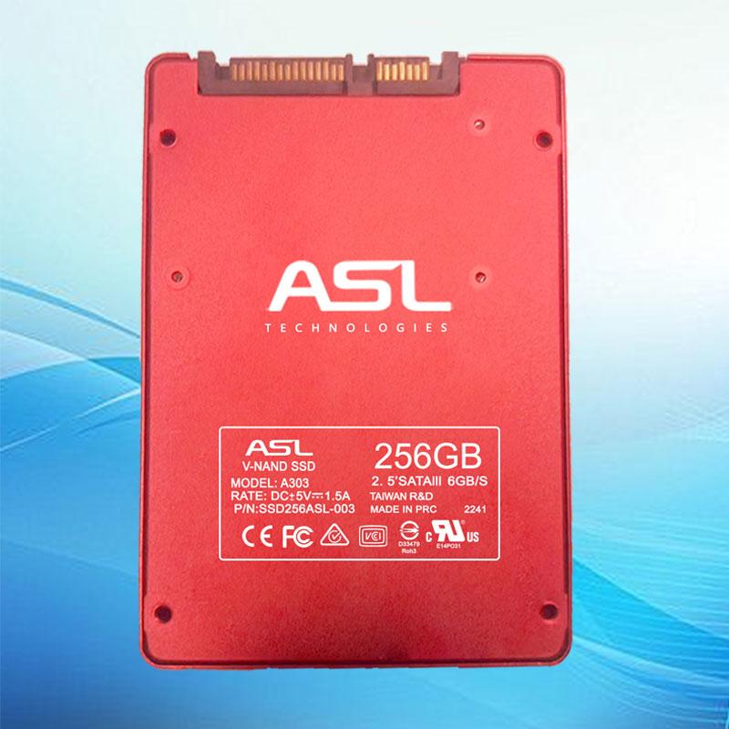 ASL Technologies SSD256ASL-001 256GB 2.5” SATA III 6 Gb/s SSD Read/Write, 1-Year Warranty – Red